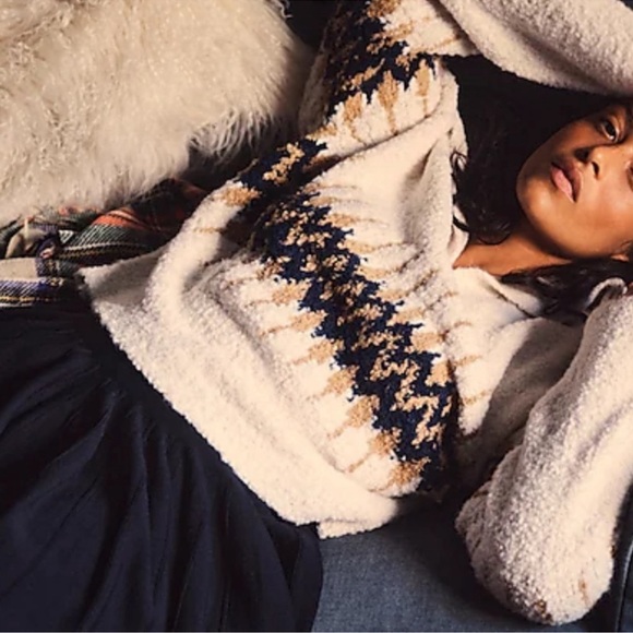 J.CREW JOHNNY COLLAR FAIR ISLE SWEATER BOUCLE’ YARN - Picture 2 of 12